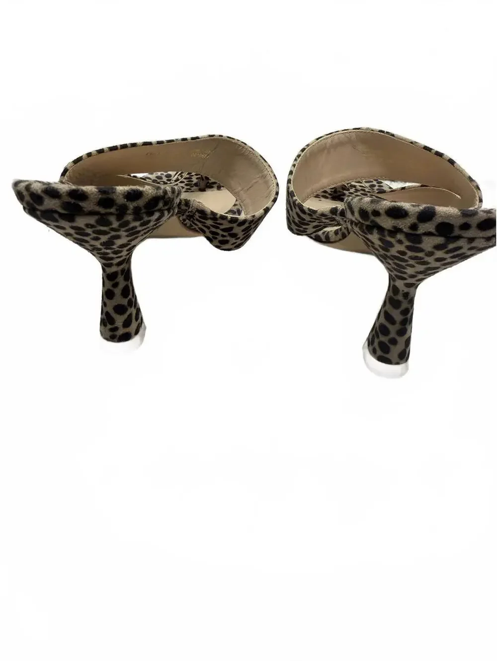Stuart Weitzman Lyla 75 Cheetah Calf Hair Asymmetric Toe Loop Sandal Mules 7.5